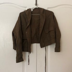 Cropped Linen-Cotton Blend Jacket